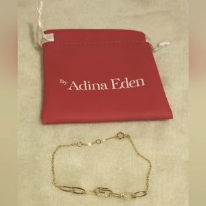 Adina Eden pavé paperclip bracelet